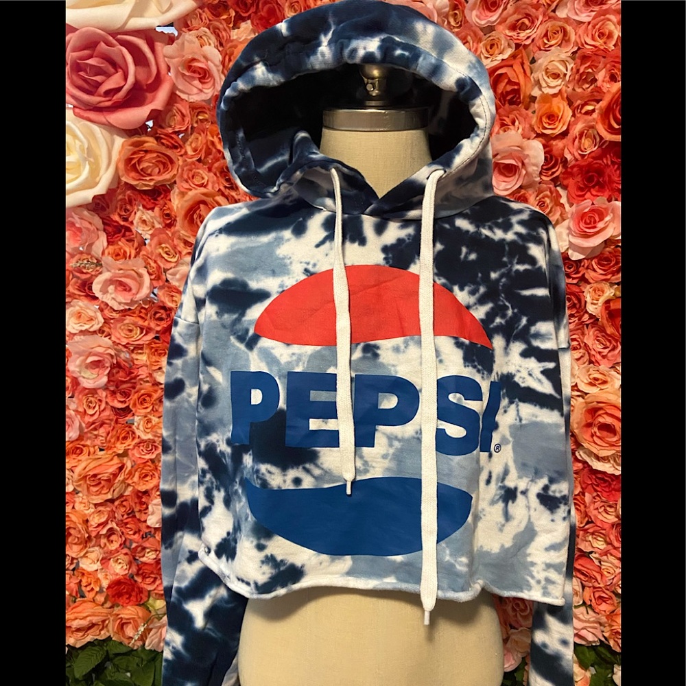New Blue tie dye Pepsi Sweater size extra large